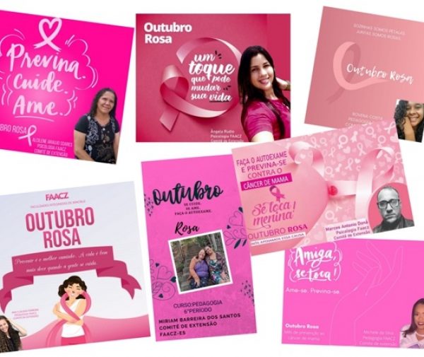 Exemplos de banners criados pelos alunos da FAACZ em prol do Outubro Rosa. Imagem: Divulgação