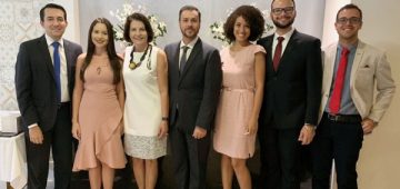 Fotolegenda: prof. Dolivar Gonçalves Junior; advogada Alexandra Catherine Pianca Tartaglia; presidente da FSJB Celi Cabral; coordenador do curso de Direito, prof. Wagner Carmo, os advogados Jamilli Alves Barbosa, Marcus Vinícius Pereira Paixão e Alexandre Pereira Alvarenga. Foto: Divulgação